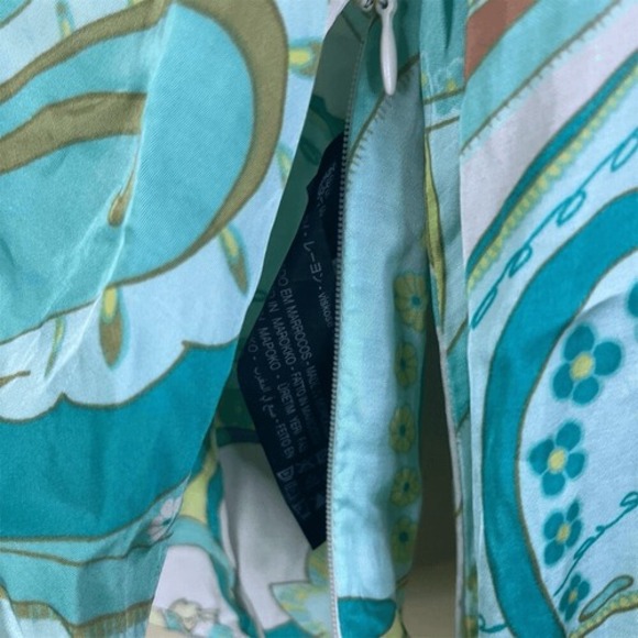 Zara Women's Paisley Crop Top Green Ruched Long Sleeve Blouse Size‎ Small 70s - Picture 9 of 12